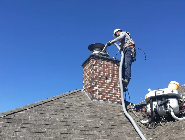 Dedicated Hinesville Chimney Sweep team member cleaning a chimney in Hinesville, GA