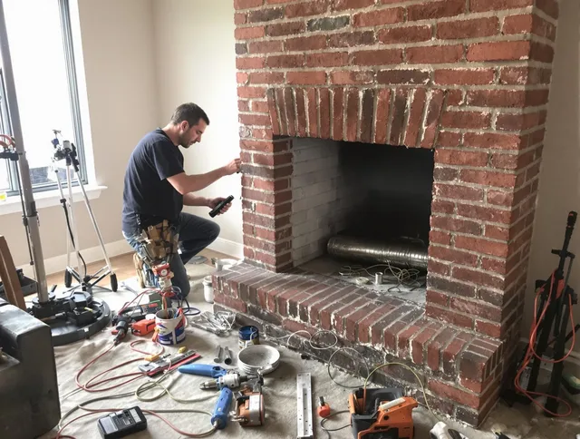 Hinesville Chimney Sweep specialist finalizing chimney liner service in Hinesville, GA