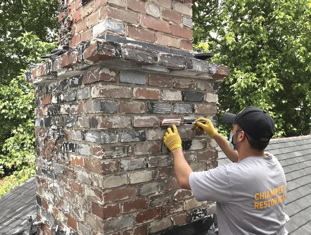 In-progress chimney restoration by Hinesville Chimney Sweep in Hinesville, GA