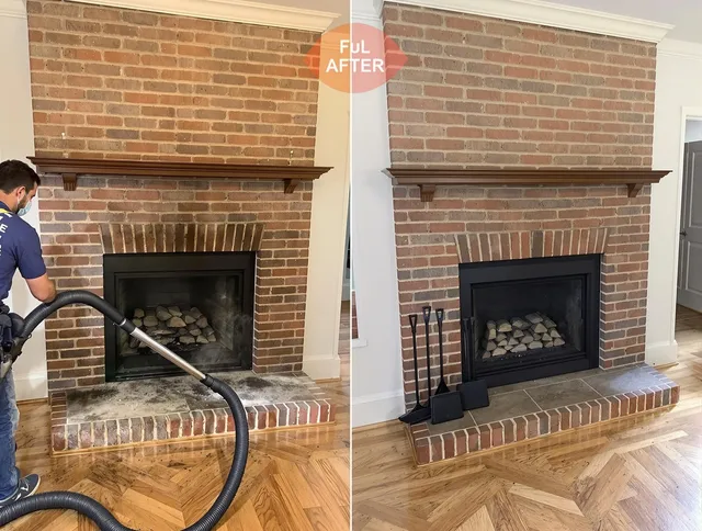 Hinesville Chimney Sweep carefully sanitizing a fireplace in Hinesville, GA