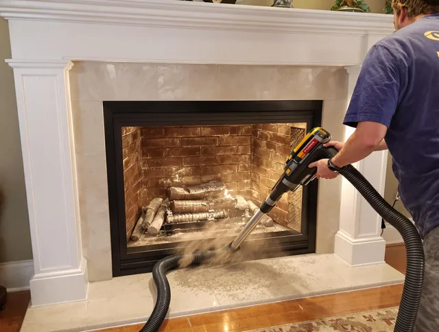 Fireplace cleaning performed by Hinesville Chimney Sweep in Hinesville, GA